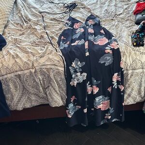 Backless Floral Halter Maxi Dress